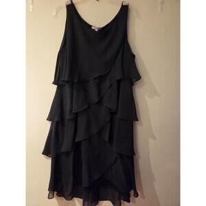 Signature Tessa Women's Black Ruffled Sleeveless Dress 18W